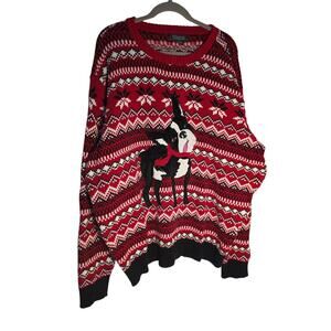 33 Degrees Plus Size 3XLT Ugly Christmas Sweater BOSTON TERRIER Dog Cozy Party